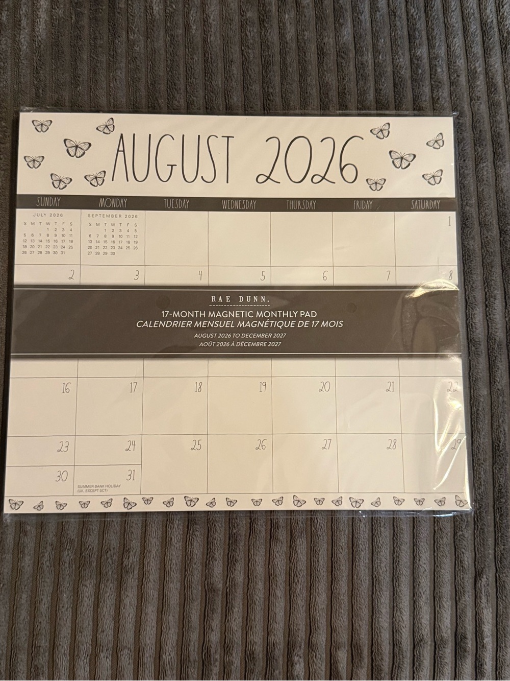 Rae Dunn White & Black 17-Month Magnetic Monthly Pad Aug 2026 - Dec 2027